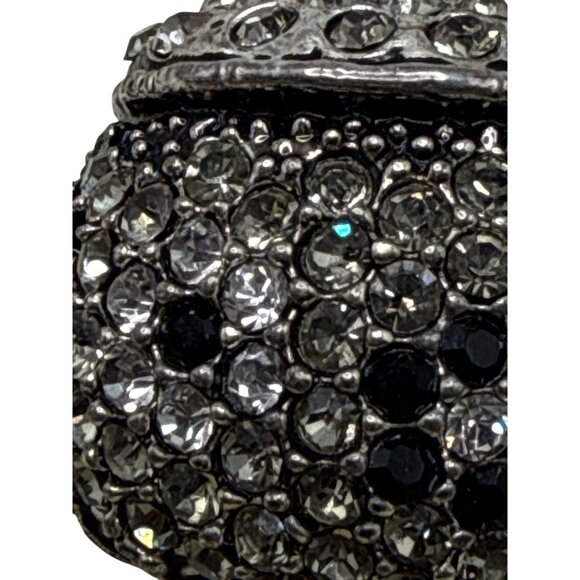 Rhinestone-Encrusted Teapot Brooch Pin With Flower Handle Silver-Tone & Black De - Picture 3 of 5